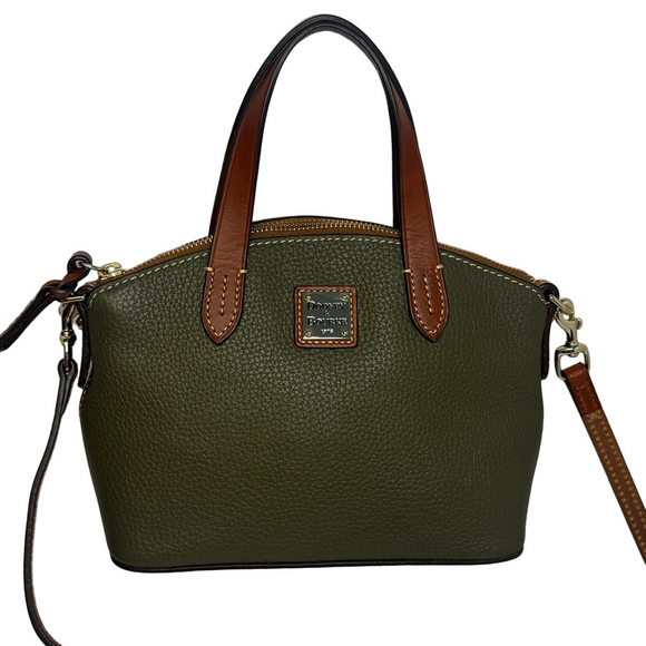 Dooney & Bourke Handbags - Dooney & Bourke NWOT Ruby Olive Pebbled & Brown Leather Two-Way Bag